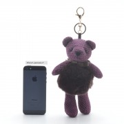 Брелок на сумку Медведь в жилетке фиолетовый