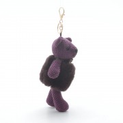 Брелок на сумку Медведь в жилетке фиолетовый