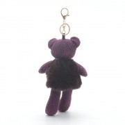 Брелок на сумку Медведь в жилетке фиолетовый