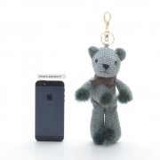 Брелок на сумку Мишка с помпонами коричневый