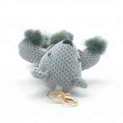 Брелок на сумку Мишка с помпонами зеленый