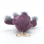 Брелок на сумку Мишка с помпонами фиолетовый