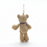 Брелок на сумку Мишка с помпонами коричневый