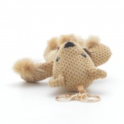 Брелок на сумку Мишка с помпонами коричневый