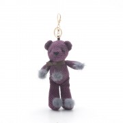 Брелок на сумку Мишка с помпонами фиолетовый