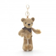 Брелок на сумку Мишка с помпонами коричневый