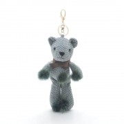 Брелок на сумку Мишка с помпонами зеленый