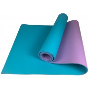 Коврик для йоги и фитнеса EasyFit TPE+TC 6 мм двухслойный мятный-фиолетовый