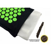 Масажний килимок EasyFit AcuRelax з голками (аплікатор Кузнєцова) чорно-зелений