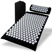 Массажный коврик Easyfit с подушкой (аппликатор Кузнецова) Черный с белым