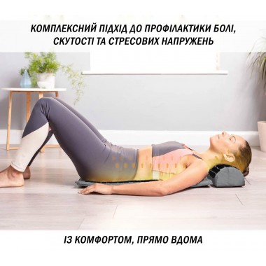 Массажный коврик Easyfit с подушкой (аппликатор Кузнецова) Серый с черным