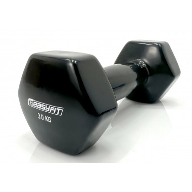 Гантель для фитнеса 3.0 кг EasyFit с виниловым покрытием черная