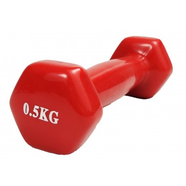 Гантель для фитнеса 0.5 кг EasyFit с виниловым покрытием красная