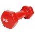 Гантель для фитнеса 1.0 кг EasyFit с виниловым покрытием красная