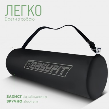 Килимок для йоги та фітнеса EasyFit TPE+TC 6мм двошаровий + Чохол зелений з сірим