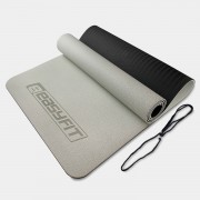 Коврик для йоги и фитнеса EasyFit TPE+TC 6 мм двухслойный серый-черный