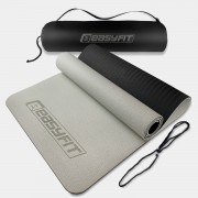 Коврик для йоги и фитнеса EasyFit TPE+TC 6 мм двухслойный + Чехол серый с черным