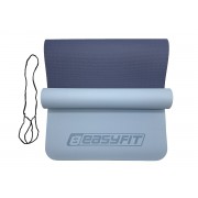 Коврик для йоги и фитнеса EasyFit TPE+TC 6 мм двухслойный голубой-синий