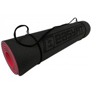 Коврик для йоги и фитнеса EasyFit TPE+TC 6 мм двухслойный + Чехол черный с красным