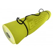 Коврик для йоги и фитнеса EasyFit TPE+TC 6 мм двухслойный + Чехол лимонный-серый