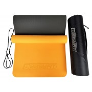 Коврик для йоги и фитнеса EasyFit TPE+TC 6 мм двухслойный + Чехол оранжевый с черным