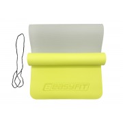 Коврик для йоги и фитнеса EasyFit TPE+TC 6 мм двухслойный лимонный-серый