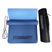 Коврик для йоги и фитнеса EasyFit TPE+TC 6 мм двухслойный + Чехол синий с голубым