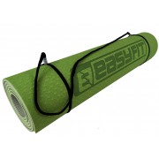 Коврик для йоги и фитнеса EasyFit TPE+TC 6 мм двухслойный + Чехол зеленый с серым