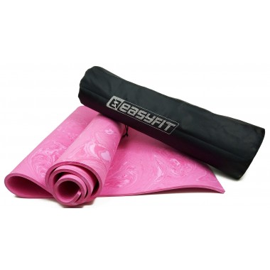 Килимок для йоги та фітнеса EasyFit PER Premium Mat 8 мм + Чохол рожевий
