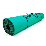 Коврик для йоги и фитнеса EasyFit TPE+TC 6 мм двухслойный мятный-черный