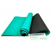 Коврик для йоги и фитнеса EasyFit TPE+TC 6 мм двухслойный мятный-черный