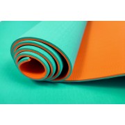 Коврик для йоги и фитнеса EasyFit TPE+TC 6 мм двухслойный бирюзовый-оранжевый