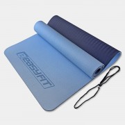 Коврик для йоги и фитнеса EasyFit TPE+TC 6 мм двухслойный голубой-синий