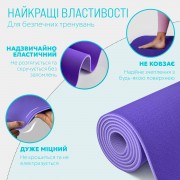 Коврик для йоги и фитнеса EasyFit TPE+TC 6 мм двухслойный сиреневый-св.сиреневый
