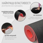 Коврик для йоги и фитнеса EasyFit TPE+TC 6 мм двухслойный + Чехол черный с красным
