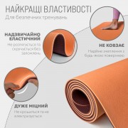 Коврик для йоги и фитнеса EasyFit TPE+TC 6 мм двухслойный персиковый-коричневый