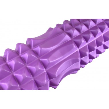 Масажний ролик EasyFit Grid Roller 33 см v.1.2 із заглушками з обох сторін (фіолетовий)