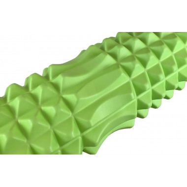 Массажный ролик EasyFit Grid Roller 33 см v.1.2 с заглушками с двух сторон (салатовый)