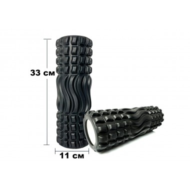 Массажный ролик EasyFit Wavyspines 33 см Черный