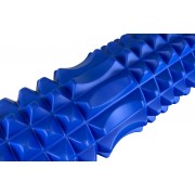 Масажний ролик EasyFit Grid Roller 33 см v.1.2 із заглушками з обох сторін (синій)