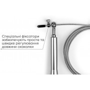 Скоростная скакалка EasyFit Aluminium со стальным тросом и алюминиевыми ручками серая