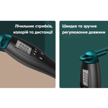 Швидкісна скакалка з лічильником EasyFit чорний-зелений