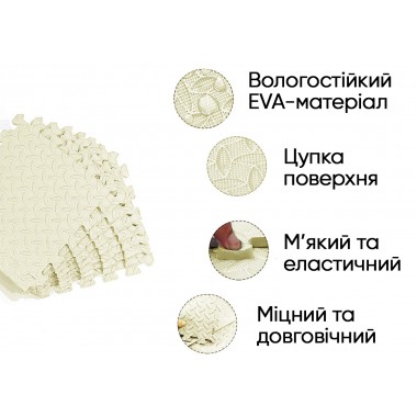 Татамі мат EasyFit 8 шт (30х30х1 см) хвіст ластівки білий
