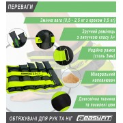 Обтяжувачі для ніг та рук EasyFit набірні чорно-зелені 0,5-2,5 кг (пара)