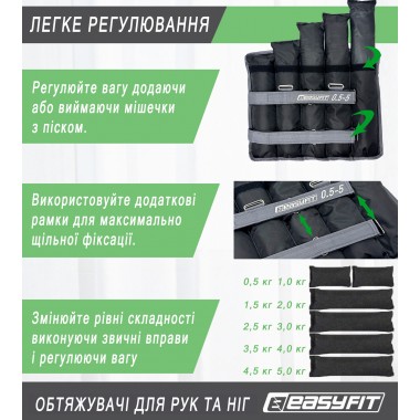 Утяжелители для ног и рук EasyFit наборные жилет 0,5-5 кг (пара)