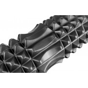 Масажний ролик EasyFit Grid Roller 33 см v.1.2 із заглушками з обох сторін (чорний)