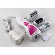 Эпилятор Gemei GM 7006 (4 в 1) с аккумулятором - бритва с двойным лезвием, 2 насадки эпилятора, насадка-пемза