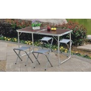 Стол алюминиевый раскладной для пикника + 4 стула, чемодан Красный