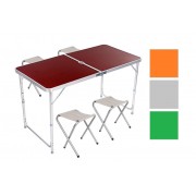 Стол алюминиевый раскладной для пикника + 4 стула, чемодан Красный