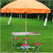 Стол алюминиевый раскладной для пикника + 4 стула, чемодан Красный